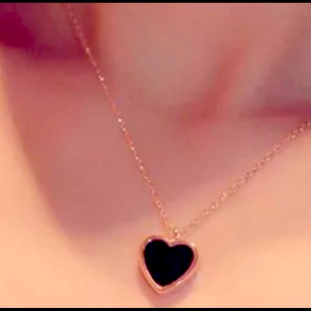 Solid black heart necklace